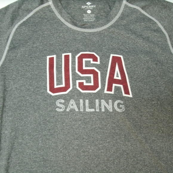 Sperry T-Shirt USA Sailing Team Gray Red Short Sleeve Size Small Olympics - Picture 3 of 8